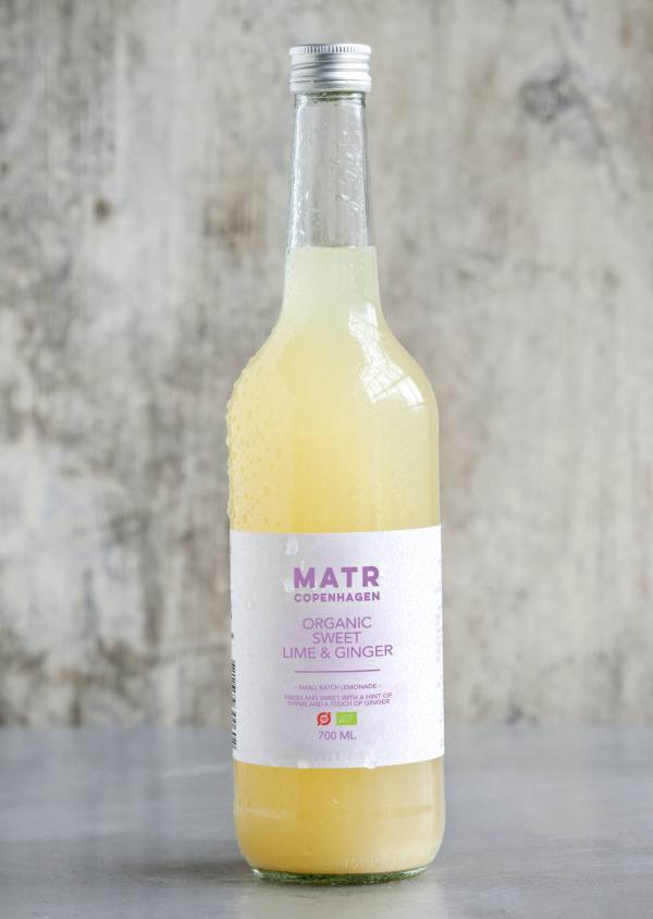 Organic Lime and Ginger Lemonade in glass bottle - small batch
